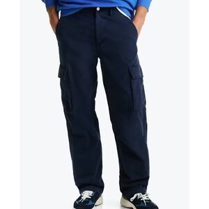 Tommy Hilfiger Mens Navy Blue Cargo Pants Cotton Stretch 36x30 Casual Trousers